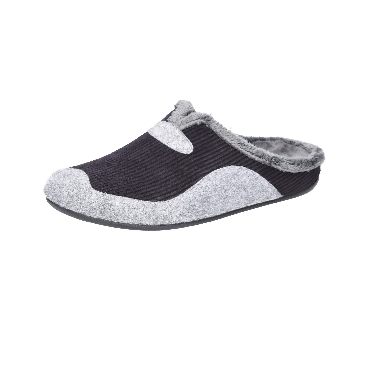 Florett Caspar Pantoffel schwarz grau