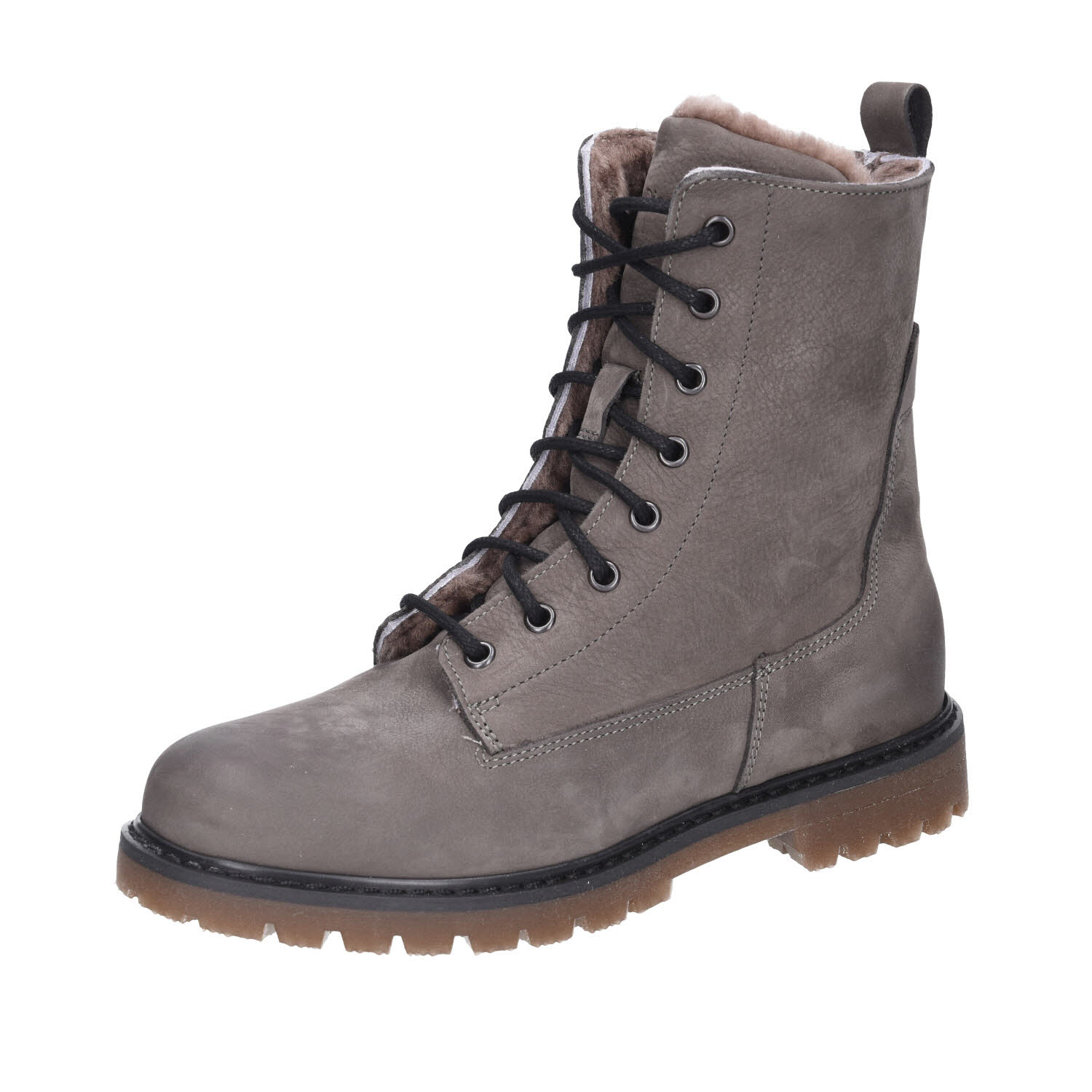 Mjus Boot Nubukleder Lammfell Lavagna grau