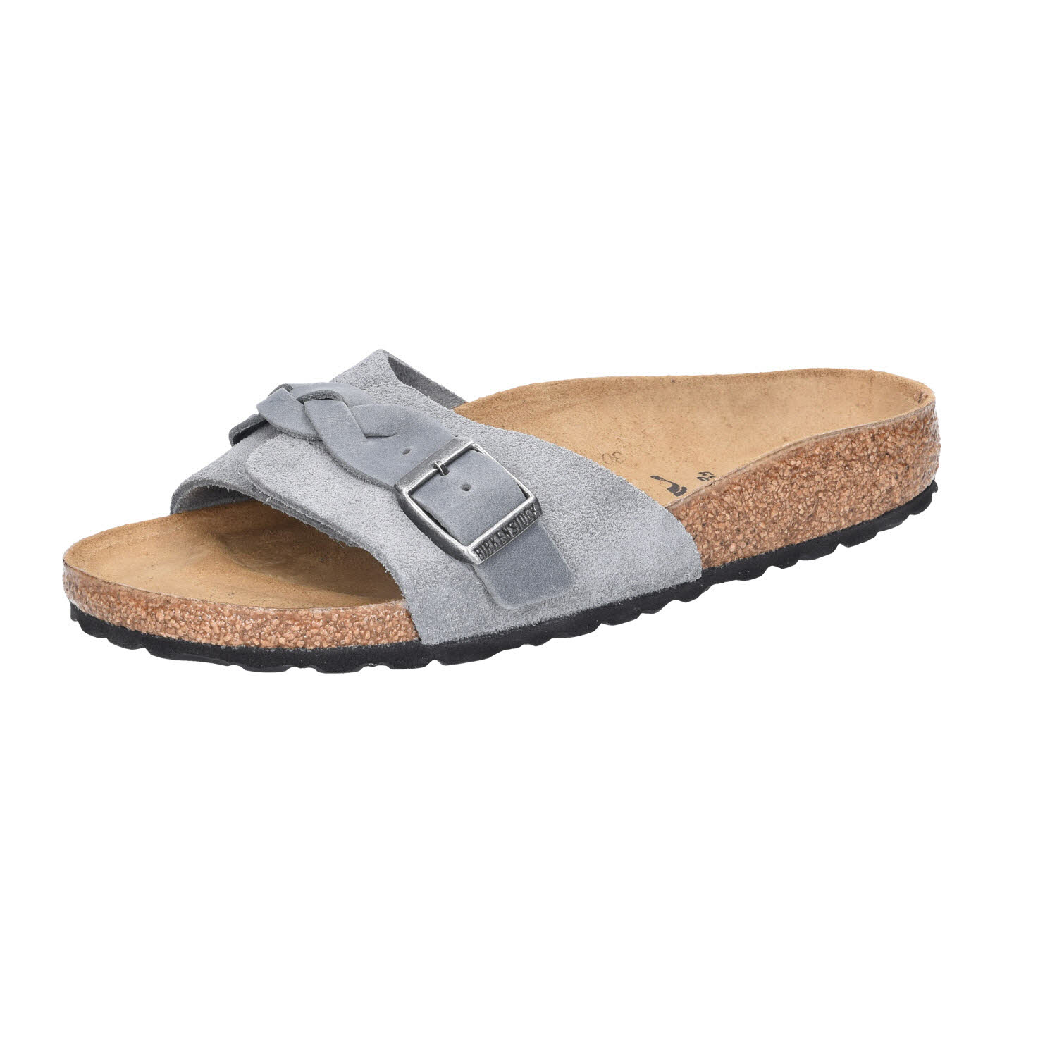 Birkenstock Oita Braided Velour Leder Basalt Gray blau Birkenst schmal