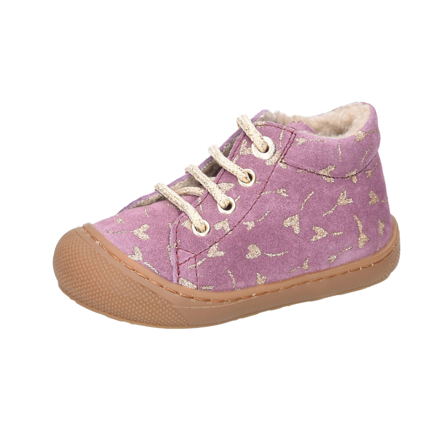 Naturino Cocoon Suede Glitter Heart Magnolia pink