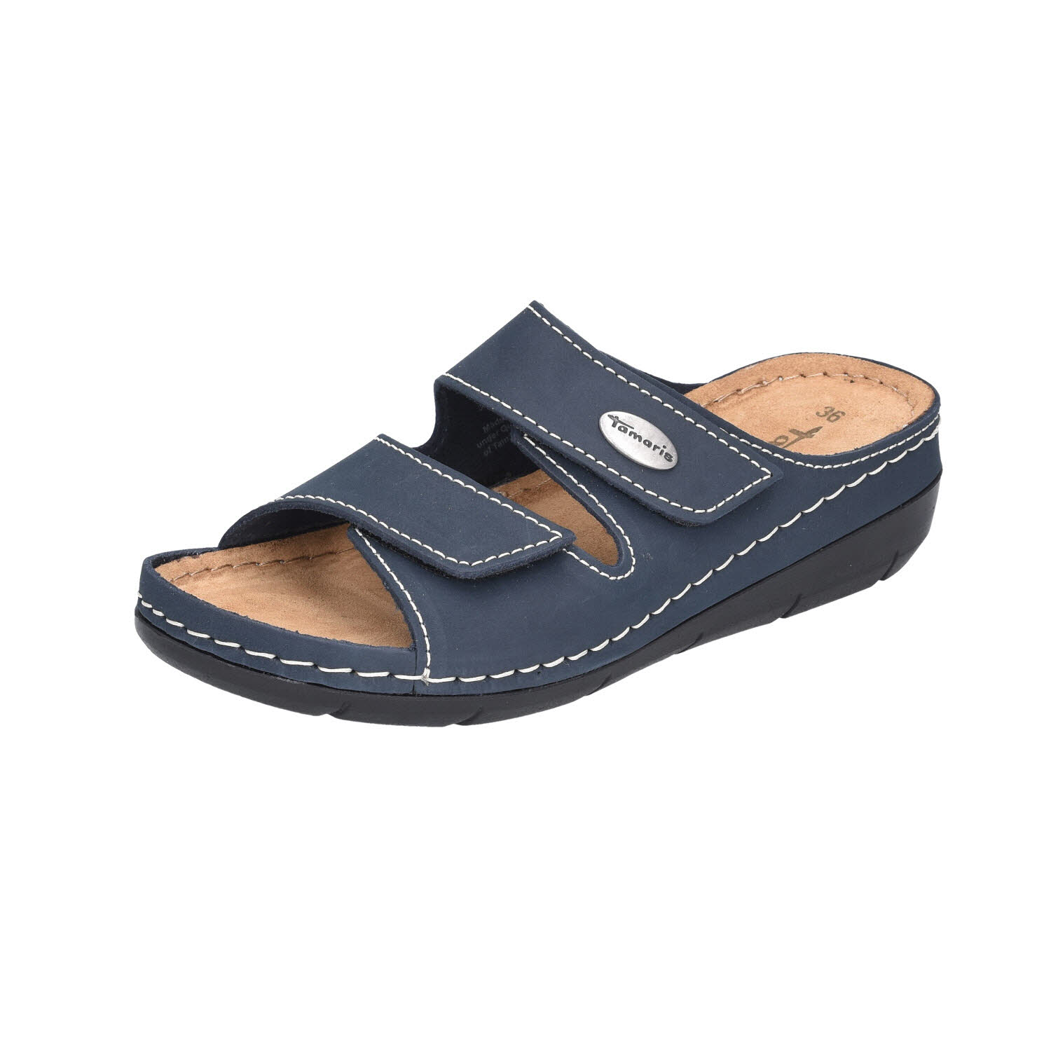 Pantolette Klett Navy Leder - Main Image