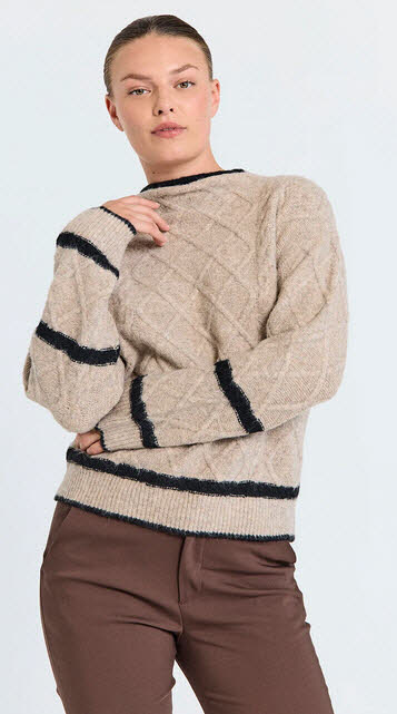 FREE/QUENT Hiro Pullover Desert Taupe Melange beige Bild 4