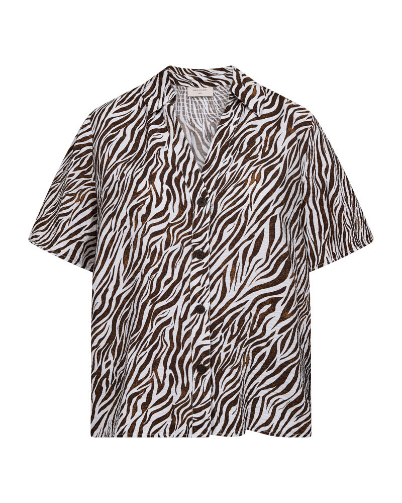 FREE/QUENT Mele Shirt Brilliant White/Coffee Bean