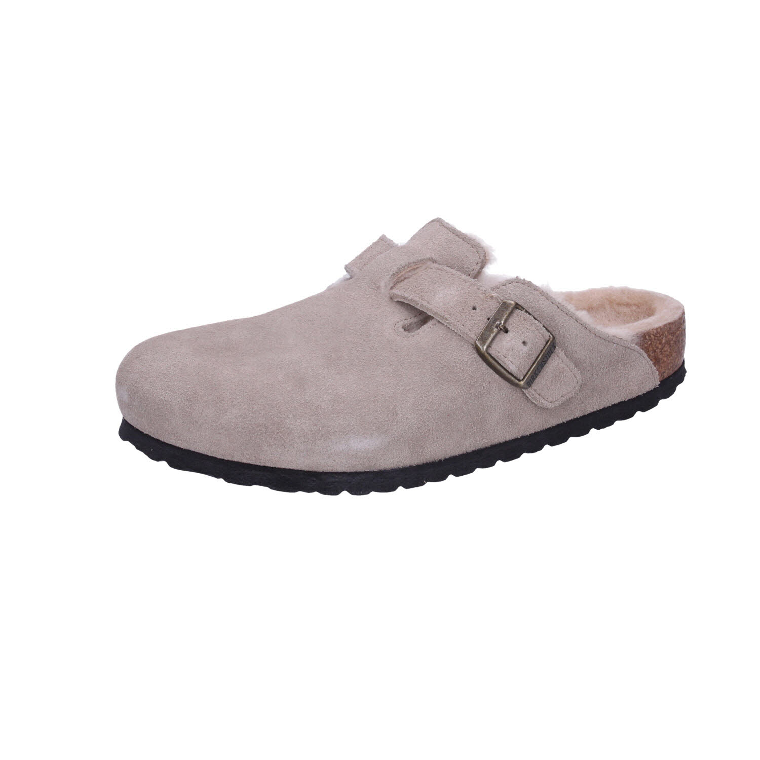 Birkenstock Boston Shearling Suede Leather/Fur Taupe beige Bikenst normal