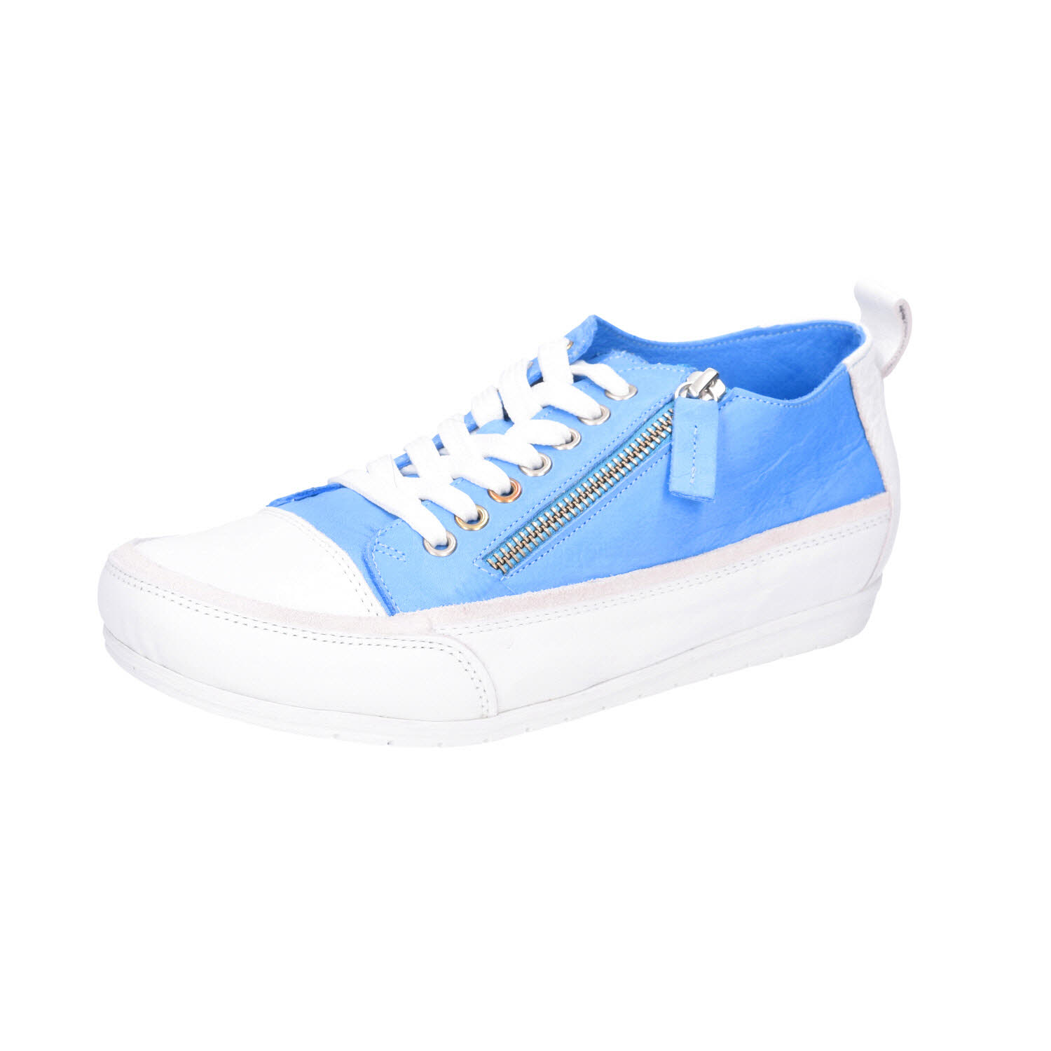 Andrea Conti Leder Sneaker Azur blau