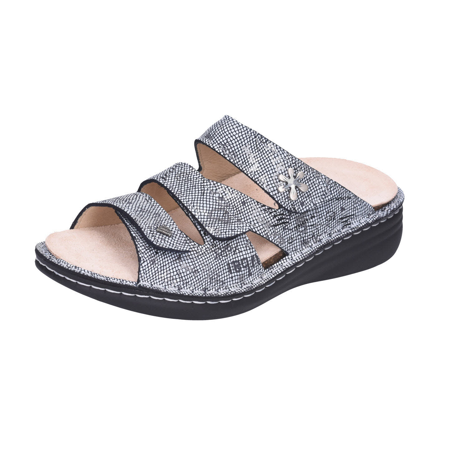 FinnComfort Grenada Pantolette Words Blue blau Weit