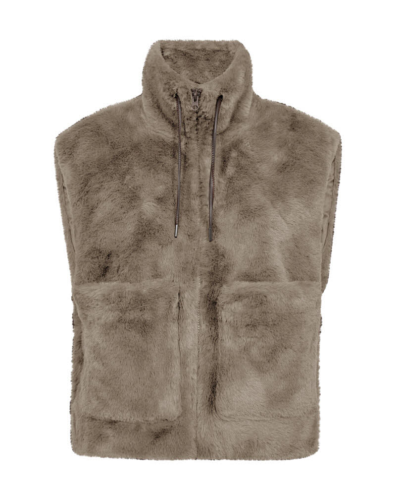 FREE/QUENT Fony Weste Faux Fur Morel braun