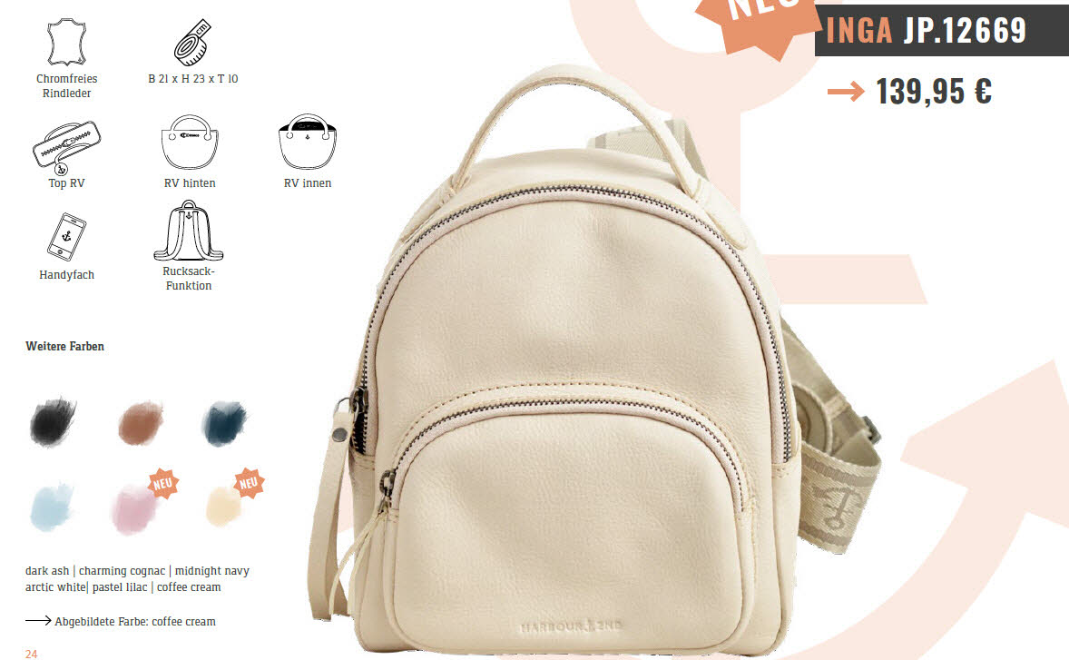 Harbour 2nd Inga Backpack Dark Ash schwarz