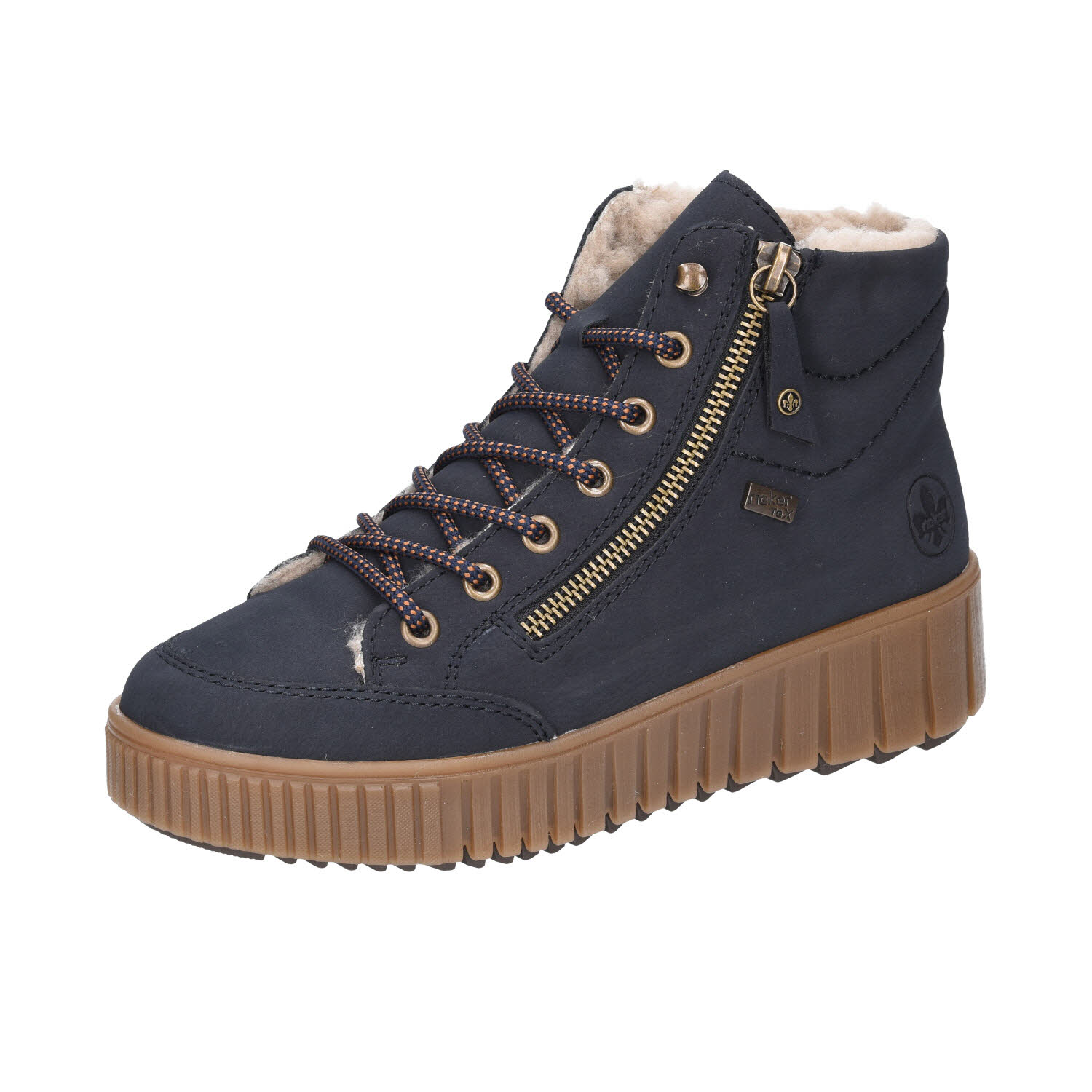 Rieker Sportl Schnür Boot warm blau Weite F 1/2