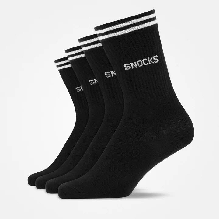 SNOCKS Retro Crew Socks Black schwarz