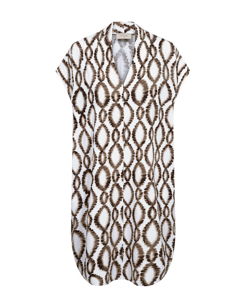 FREE/QUENT Floi Dress Brilliant White/Coffee Bean