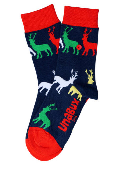 UnaBux Weihnachtsjuniorsocken Elch blau