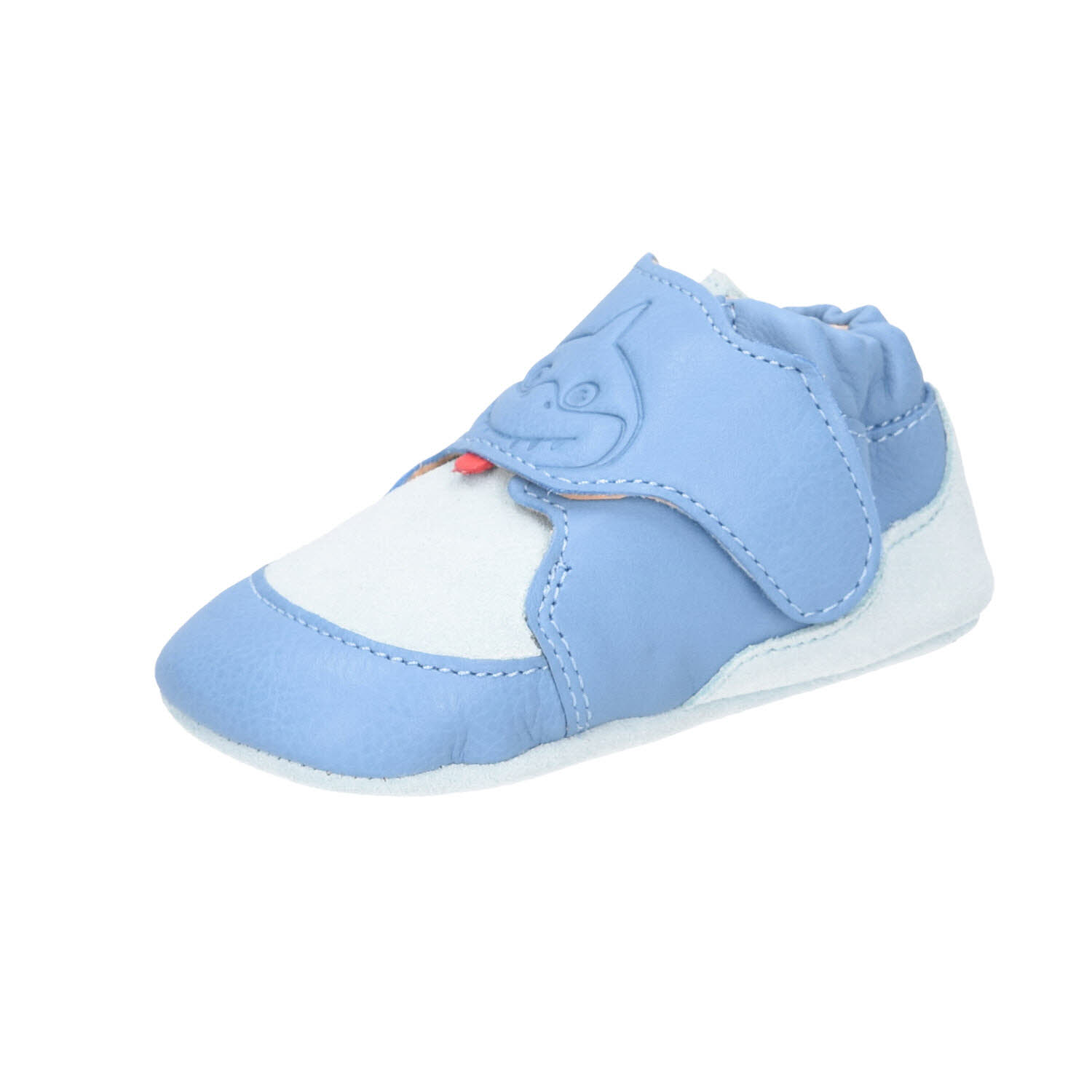 Affenzahn Krabbelschuh Leder Crawly Hai Blue blau